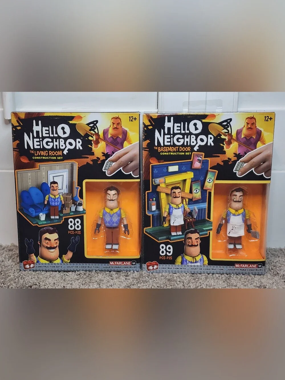 New factory sealed McFarlane Hello Neighbor sets. The Living Room Door (88 pcs)